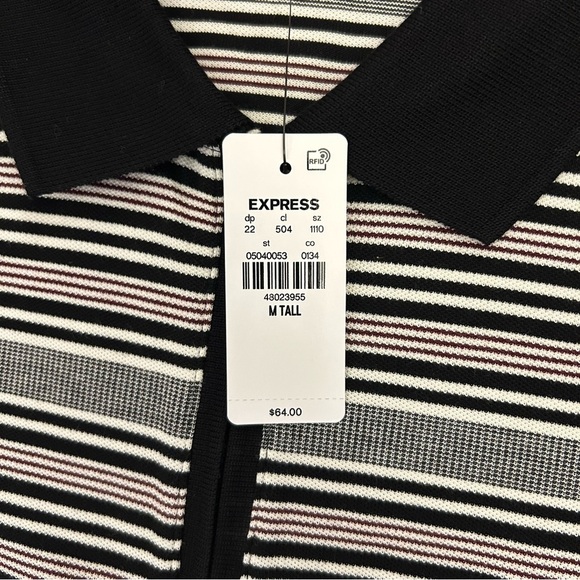 Express Men's Striped Perfect Pima Cotton Pique Polo Size M Tall 1/4 Zip NWT $64 - Picture 13 of 16